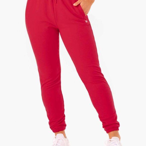 Base High Waisted Track Pants - Cherry Red - S - Picture 5 of 6